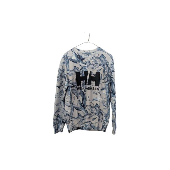 Helly Hansen Logo Crew ESRA Women’s Sweatshirt Size Medium Blue Gray Floral - Picture 2 of 5